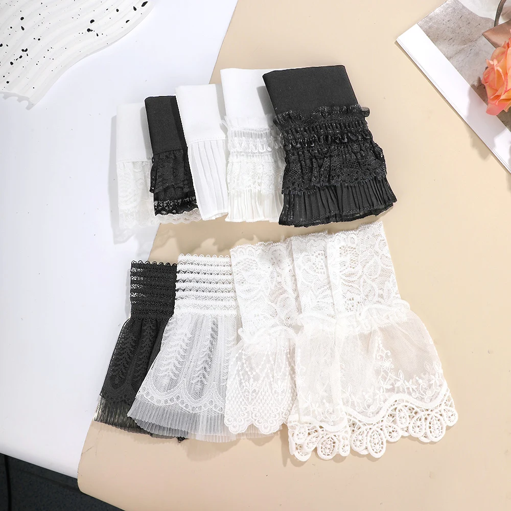 Detachable Wrist Cuffs DIY Detachable Cuffs Cuff Extension Embroidery Lace Daisy Fake Sleeves Elastic Wild Wrist Pleated Organ Lolita Fake Sleeves
