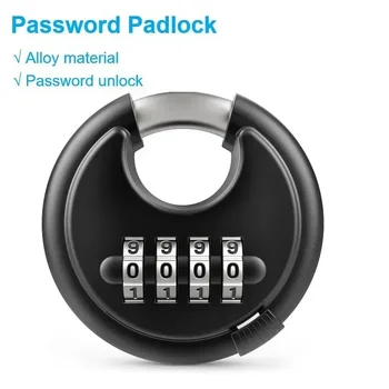 Round Padlocks 4 Digitals Code Password Combination Stainless Steel Discus Lock Padlock Waterproof Rustproof Smart Padlock