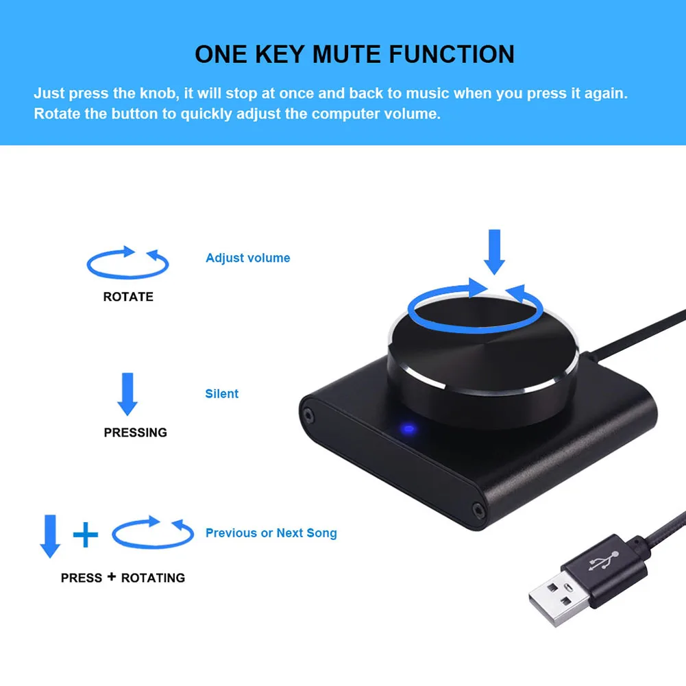 USB 볼륨 조절 손잡이 멀티미디어 컨트롤러 2가지 모드 Windows/Os용 재생/일시 중지/뒤로/앞으로 기능이 있는 외부 오디오 조절 손잡이
