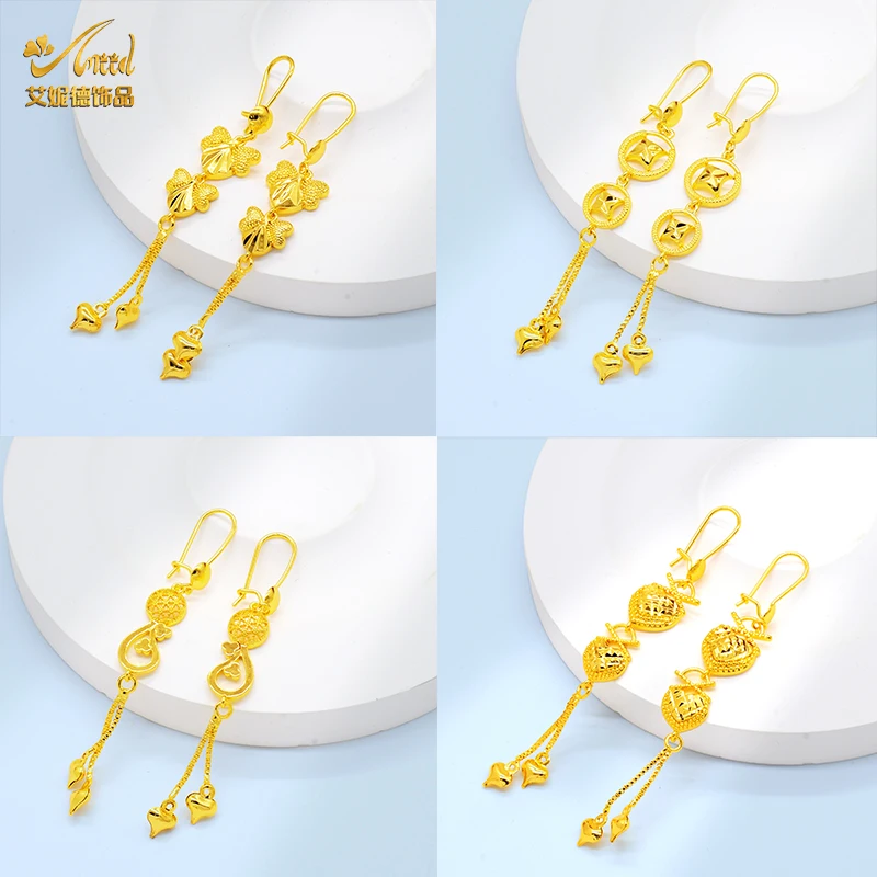 ANIID-Luxury-Long-Gold-Color-Drop-Earring-For-Women-Heart-Earring-With ...