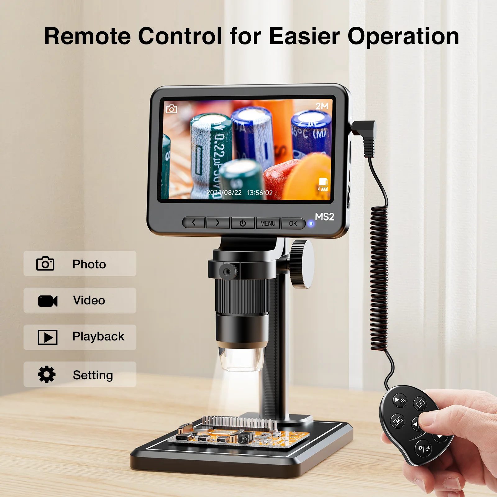 5inch Digital Microscope 1200X USB Microscope with 8 Leds 1920p Soldering Micros