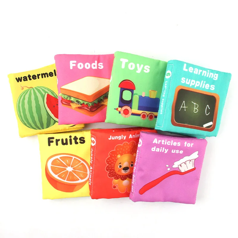0-12 Months Baby English Palm Three-dimensional Cloth Book Newborn Soft Book Early Childhood Education Baby Cloth Book 3