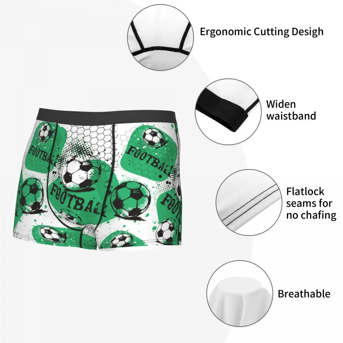 Men Soccer Boxer Shorts Panties Breathable Underwear Football