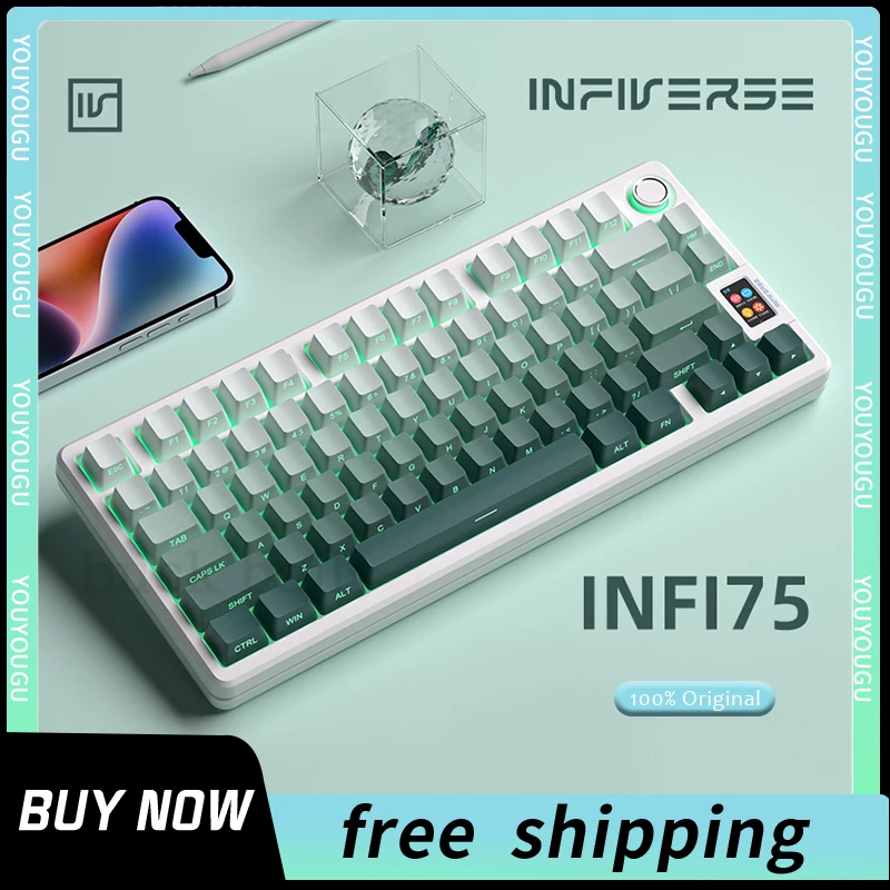 Infi75メカニカルキーボード,Bluetooth 75% ワイヤレス,ホットスワップ 