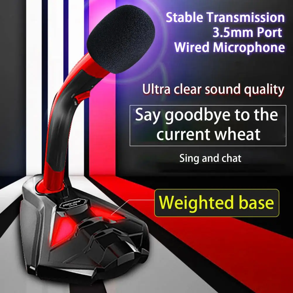 

Live Micro-phone 1 Set Practical Highly Sensitivity 100HZ-10000HZ Stable Transmission 3.5mm Port Wired Microphone for Home