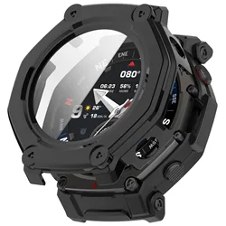 Enhanced Protective Glass and Silicone Case for Smartwatch - Anti - Scratch Screen Protector and Durable Cover (Black)