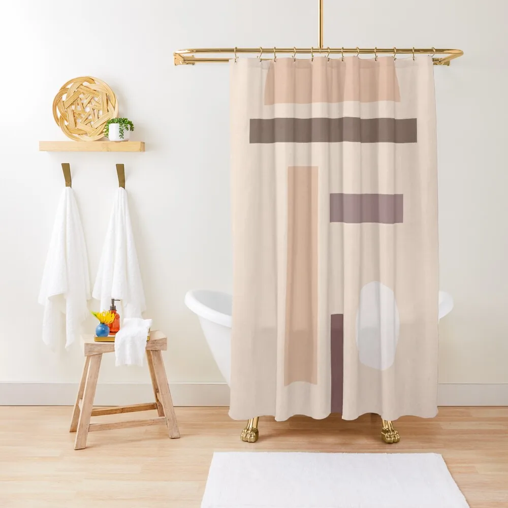 Geometric shapes, abstract design, Mid-century modern, boho style. Shower Curtain Bathroom Accessory Curtain