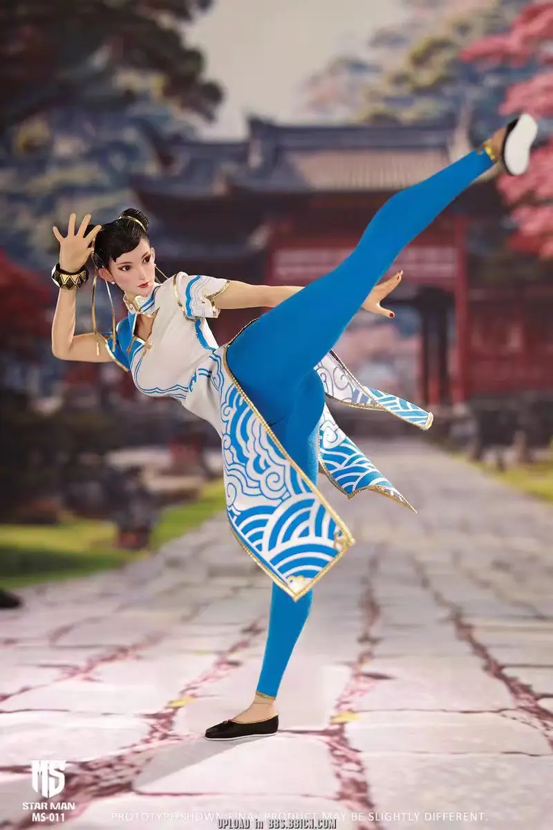 In Stock STAR Man 1/6 Ms-011 Chun-li Blue cloud pattern cheongsam Action Figure PVC Anime Model Toys Collection