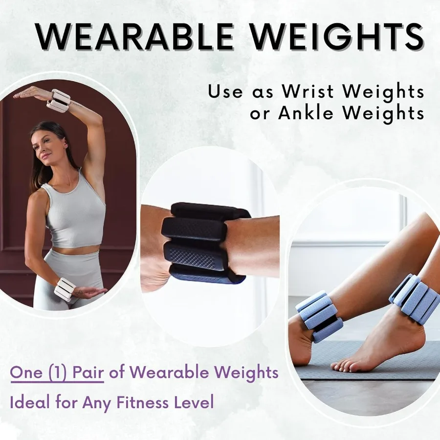 Wrist & Ankle Weights - 1 Pair - Wearable Ankle Weights for Women and Men - Wearable Bracelet for Exercise, Yoga, Walking, Runni