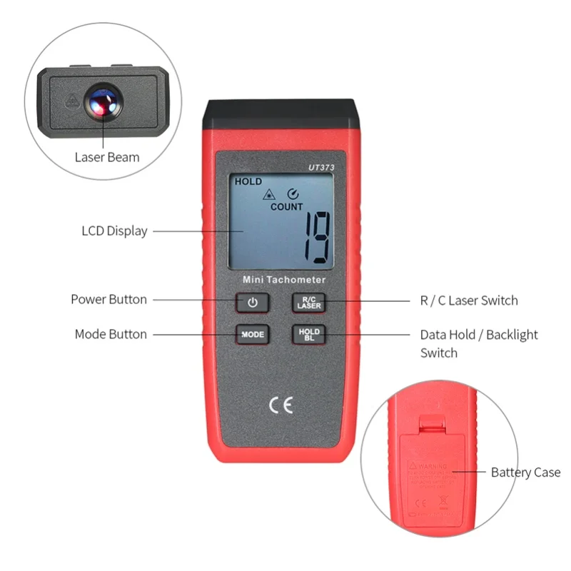 UNI-T UT373 휴대용 LCD 디지털 타코미터 속도계 타코미터 측정 범위 0 99999 COUNT