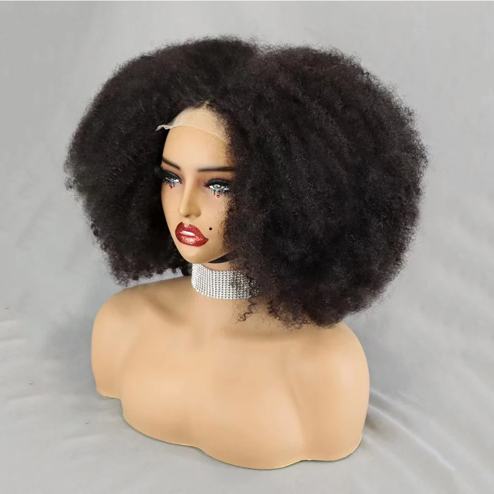 300% Density Kinky Curly Afro Bouncy Hair Wig4x4 Lace Closure Frontal Hair Wig Curl Human Hair Wigs for Black Women