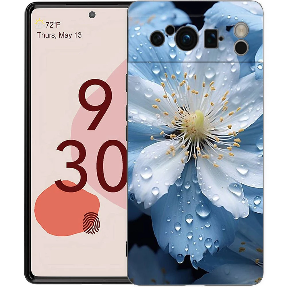 Elegant Floral & Leaf Design Shockproof Phone Case - Soft Silicone TPU Black Cover