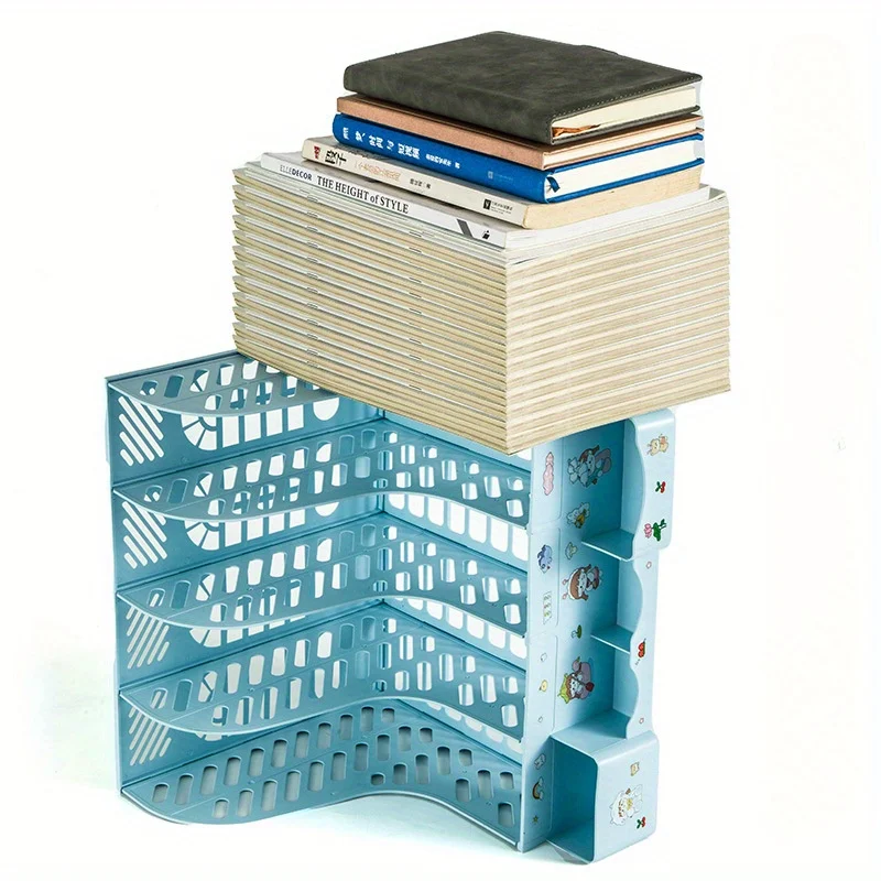 4 Packs Plastic Desk Organizer File Folder, Desktop Magazine Holder, Office File Sorter Rack, Vertical File Dividers 3