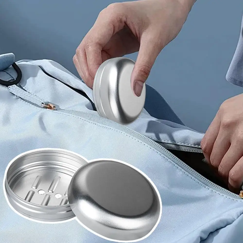 Description Picture 3 of itemSoap Dish With Lid Aluminum Round 2PCS Travel Soap Container Sturdy Bathroom Soap Holder For Camp Travel Gym Hiking Soap Holder
