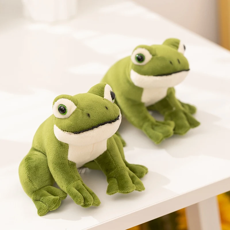 Mini Summer Frog Plush Toys 12cm Lifelike Big Eyes Frog Doll Soft Stuffed Palm Pets Office Desktop Companion Cute Kids Toys
