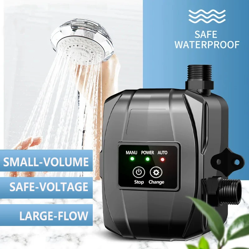 

NEW Double-button XM4-28M Mini Automatic Shower Booster Pump Lift Water Pressure Household Heater Boost for Home Fast IP65 Black