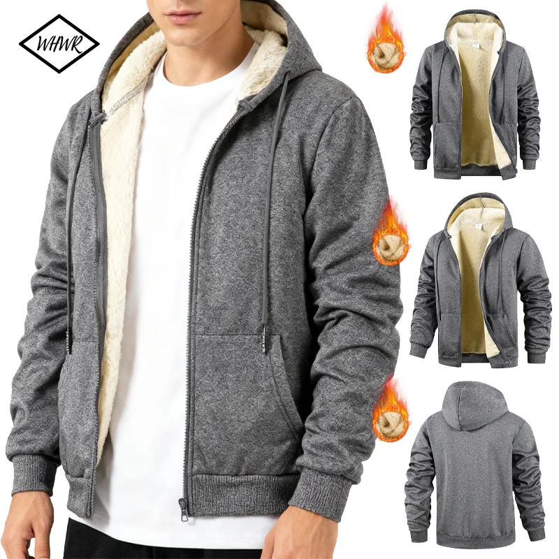 Winter Dicke Fleece Zipper Hoodies Verdicken Warme Jacken Langarm Sweatshirts Casual Sport Fleece Schwarz Mäntel Mit Kapuze Männer Mantel