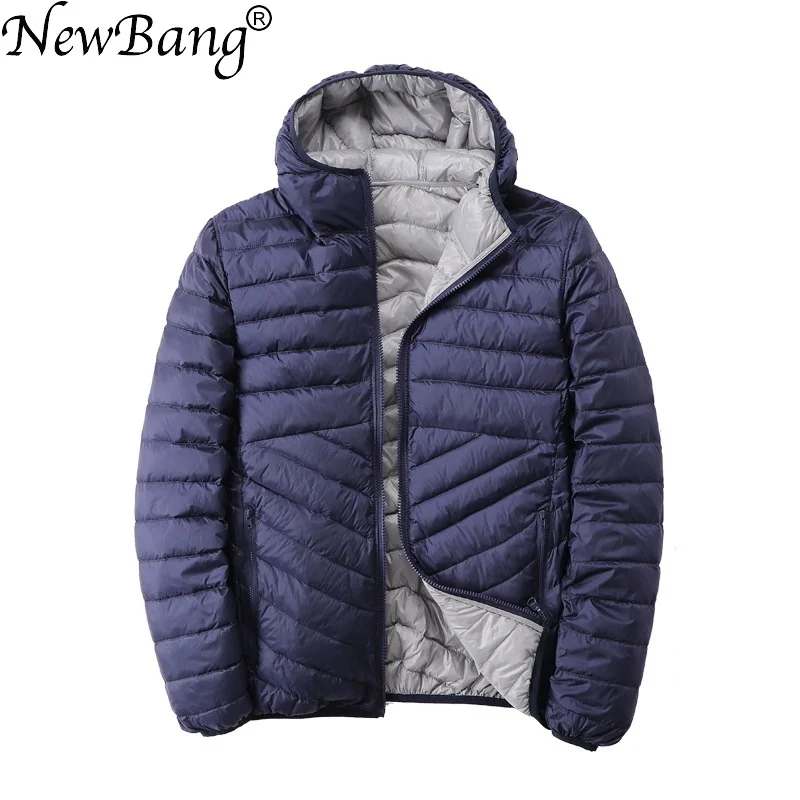 

Reversible Men's Down Jacket With Hooded Puffer Ultra Light Down Jacket Men Autumn Winter Double Side Feather Parka