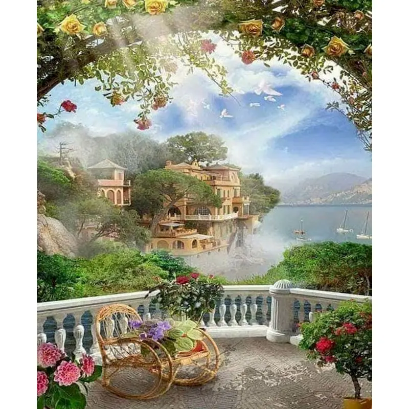 DIY Framed Canvas Oil Painting Kit for Adults - Creative Coloring and Home Decoration