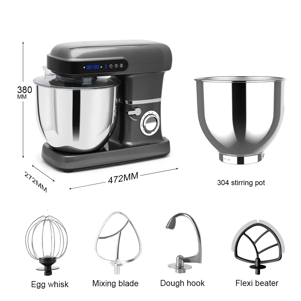 Customized 10L Home Kitchen Planetary Electric Food Mixer Standing Dough And Cake Mixer With Touch Control Plastic Housing 6