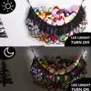 Bohemian Style Decor Plush Toy Hammock Capacity Wall-mounted Toy Net Bag with String Light Tassels Design Playroom for Stuffed 5