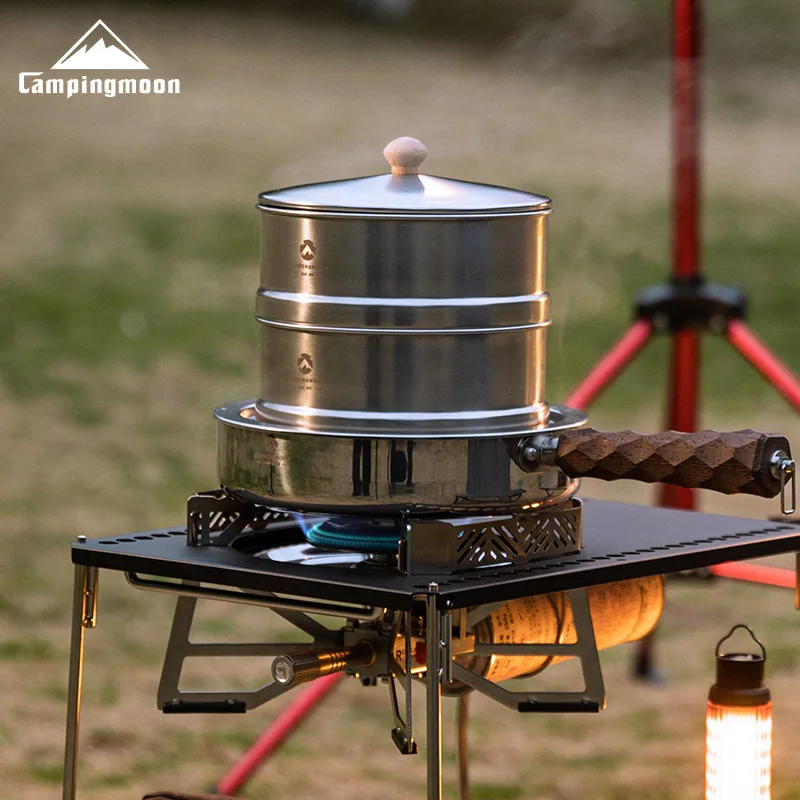 Campingmoon S363 Steamer Cooking Set 15cm Double-layer Steamer Base Cover Set Cooking Accessory