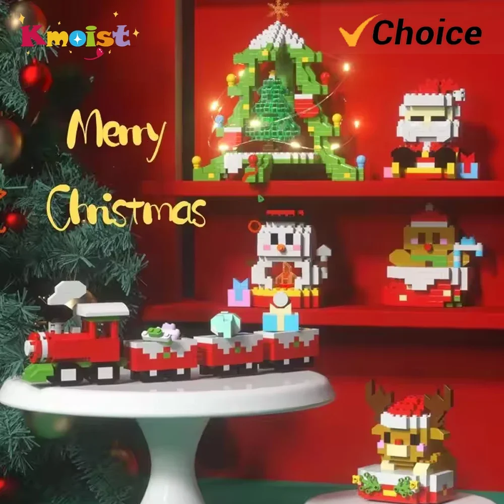 Christmas Gifts Micro Building Block Santa Claus Reindeer Christmas Eve Puzzle Assembling Bricks Table Children Xmas New Year 2