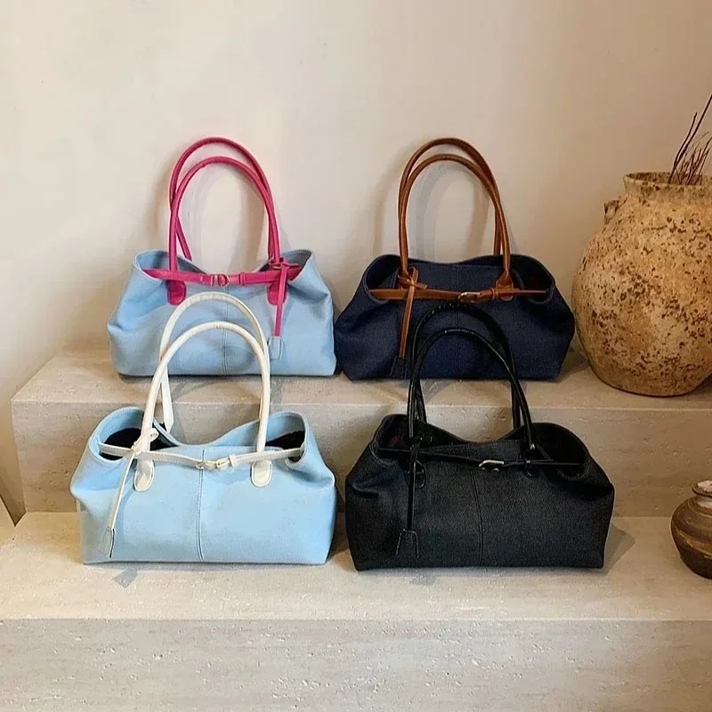 Borsa a Spalla in Denim alla Moda e Versatile per Donna 2026, Borsa Casual di Alta Qualità a Grande Capacità con Tracolla Singola - immagine 6