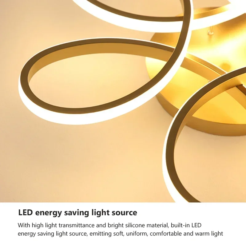 현대 LED 천장 조명 펜던트 천장 조명 거실 레스토랑 침실 6개의 꽃잎 꽃 디자인 광택 조명기구
