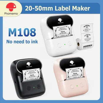 Thermal Label Printer Phomemo M108 Wireless Bluetooth Label Maker Printing Width 20-50mm Home School Office Similar as B1 B21 1