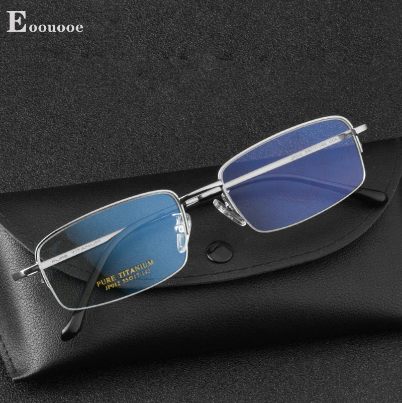 

55mm Titanium Glasses Light Eyeglasses Men Optical Eyewear Retro Optics Half Frame Anti-Reflection Lenses