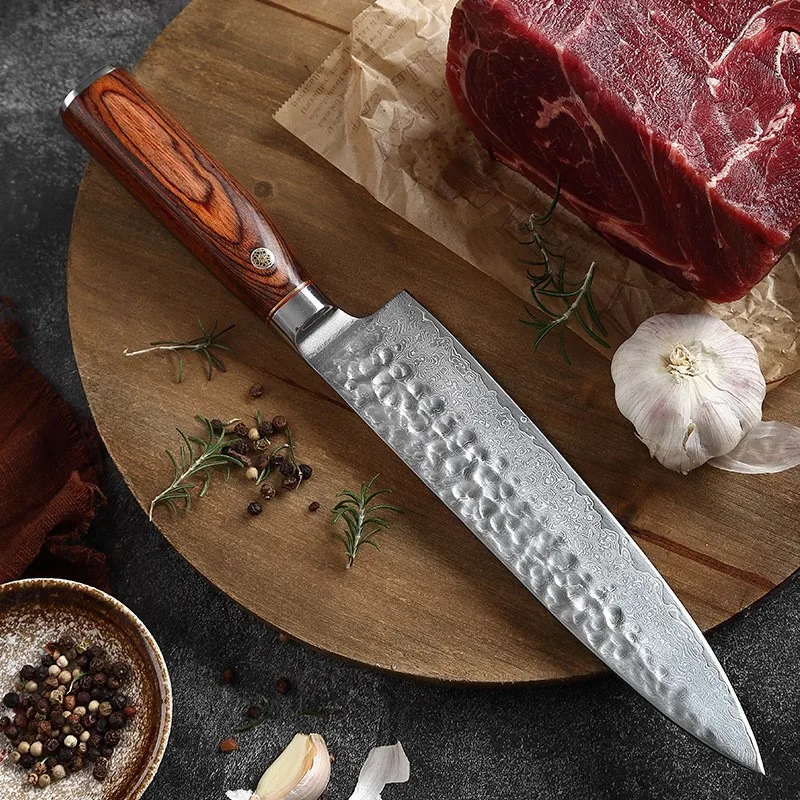 

67-storey Damascus kitchen knife Stainless steel Chef's knife Slicing knife with wooden handle Western kitchen knife