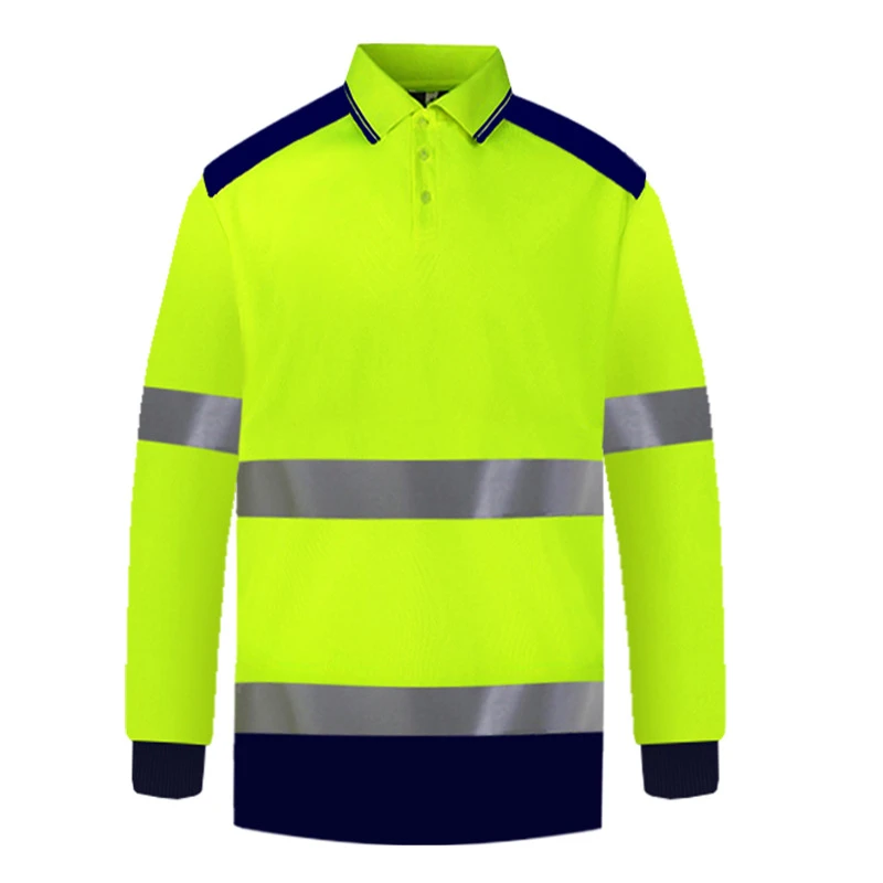 Camisetas fluorescentes de alta visibilidad, Polo de seguridad reflectante, camiseta de manga larga Hi Vis, ropa trabajo, camisa de de construcción de secado rápido| | - AliExpress