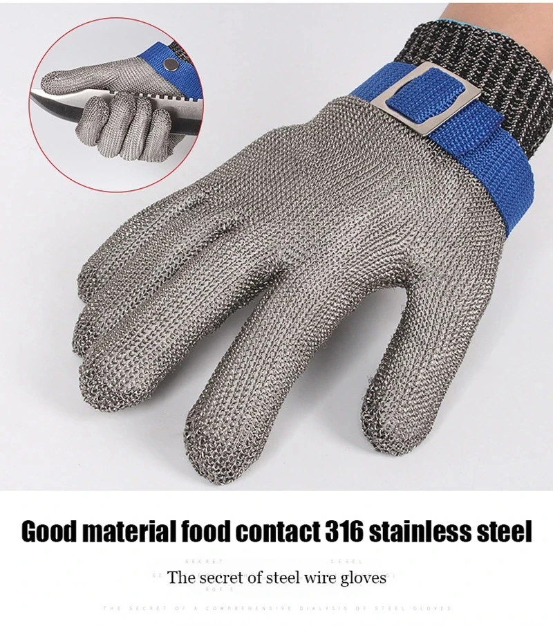 Stainless Steel Working Safety Protect Metal Mesh Anti Cutting Butcher Kitchen Gloves Cutproof Level 5 HPPE Gloves Cut Resistant