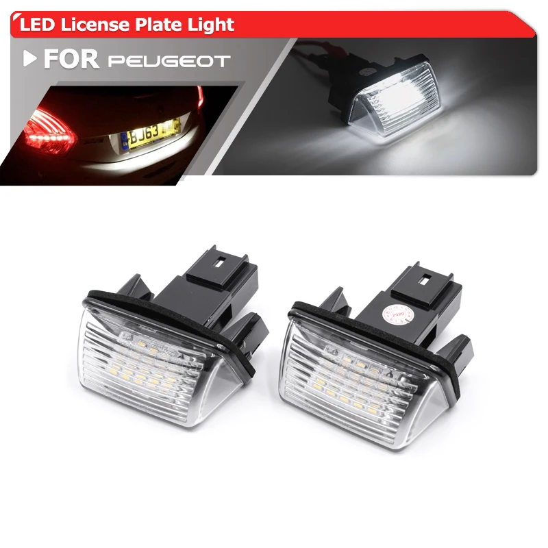  LEDFEWAG 2 Pièces LED Éclairage plaque immatriculation auto  Compatibile pour Citroen C3 C4 C5 C6 Peugeot 407 406 306 307 308