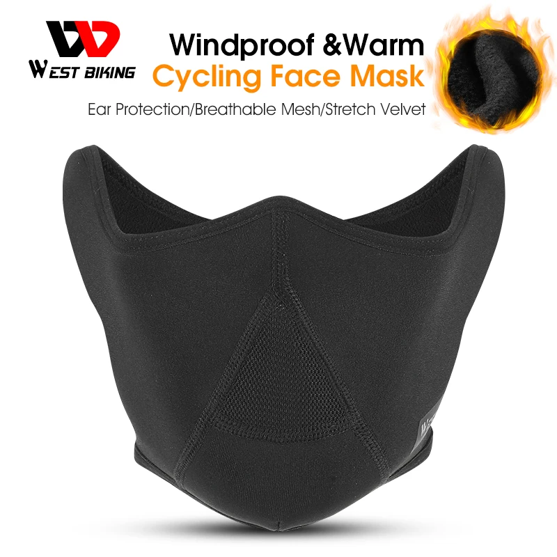 

WEST BIKING Winter Warm Cycling Face Masks Fleece Windproof Motorcycle Half Mask Breathable Ear Protection Scarf Balaclava Caps