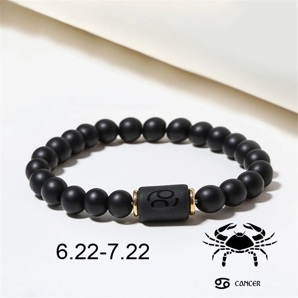 12 Sternbilder Tierkreis Perlen Armbänder für Frauen Männer mattschwarz Achat elastische Seil Perlen Armband Paar Schmuck Geschenke – Detail 12