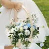 Rustic Flower Girl Basket Small Rattan Woven Flower Basket Woven Storage Baskets Heart-Shaped Easter Basket Candy Baskets 4