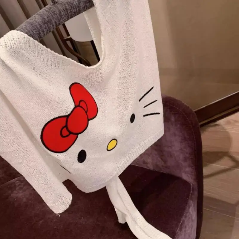 2026 New Hello Kitty Pattern Shawl Women's Summer Simple Top Dress Up Cute Cart…