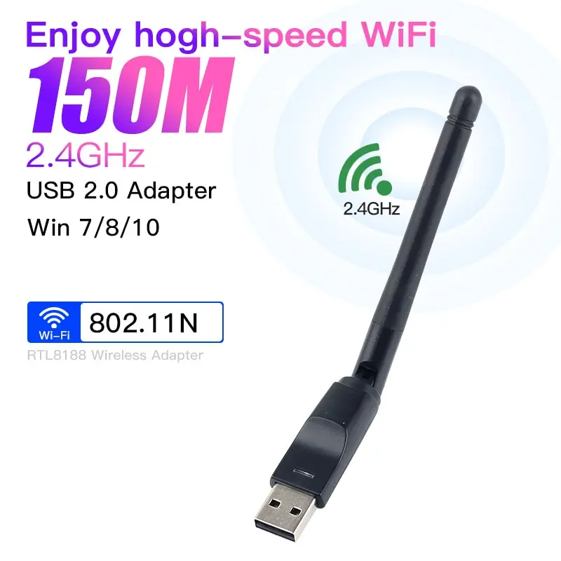 Mini Clé WiFi USB - Adaptateur Sans Fil 150Mbps 802.11n/g - Noir - Neuf