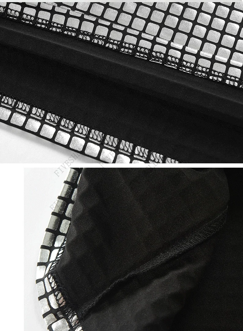 Mode Plaid beschichtet Metallic T-Shirt Männer schlanke Kurzarm T-Shirts Männer DJ Nachtclub Bühne Sänger Abschluss ball Kostüm homme – Detail 7