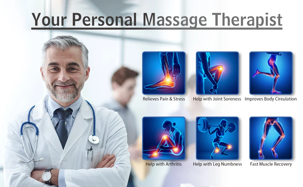 Benmassager Luftkompression til cirkulation Lægfødder Lårmassage Muskelsmertelindring Knæ Varme Lymfe_voghion.com