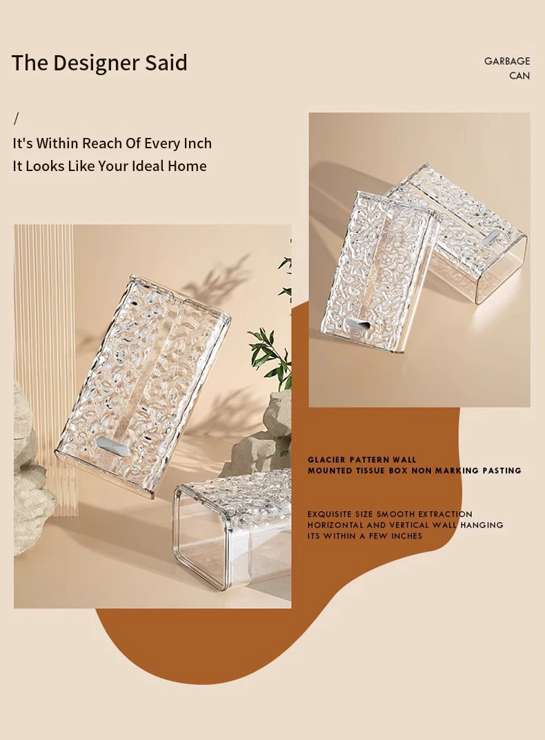 Description Picture 3 of itemToilet Tissue Box Wall Mounted Glacier Patterned Kitchen Tissue Storage Box Household Storage Supplies