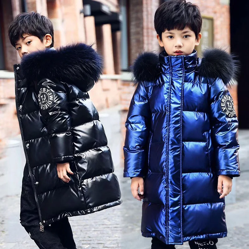 

2023 Winter New Boys Girls Down Coat Children Waterproof AntiFouling Outerwear Kids Fur Colla Down Jacket Teen Outdoor Clothing