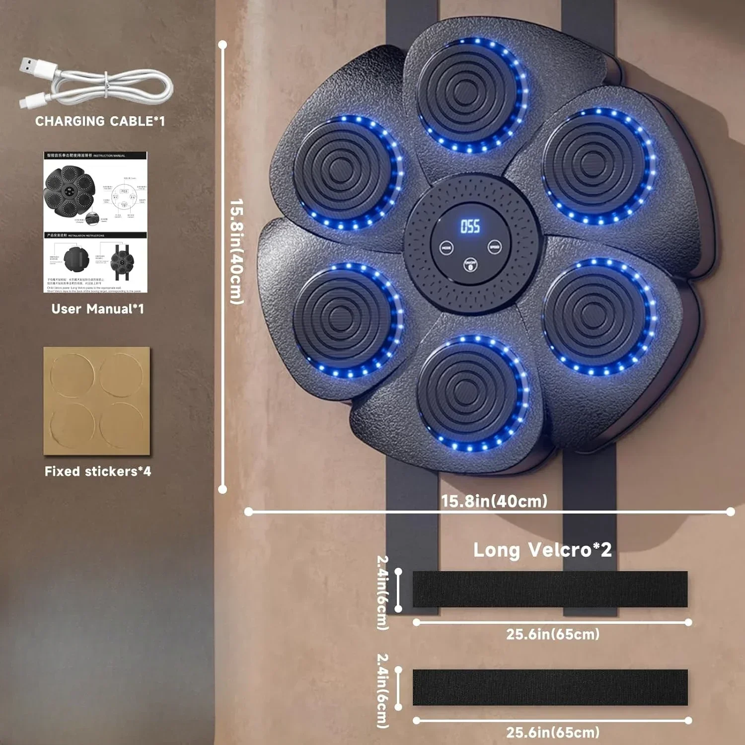 Music Boxing Toys Smart Bluetooth Adult/Children Sports Fitness Boxing Wall Target Muay Thai Reaction Trainer Children's Gift