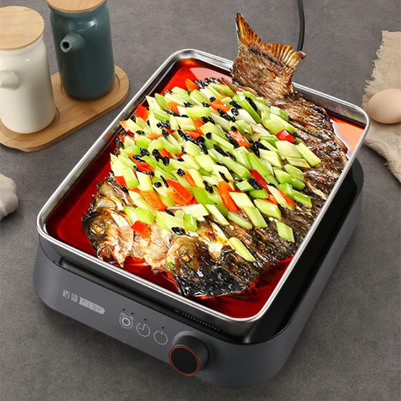 Stainless Steel Rectangular Food Storage Tray Baking Pans Deep Plates Container Kitchen Organizer 2