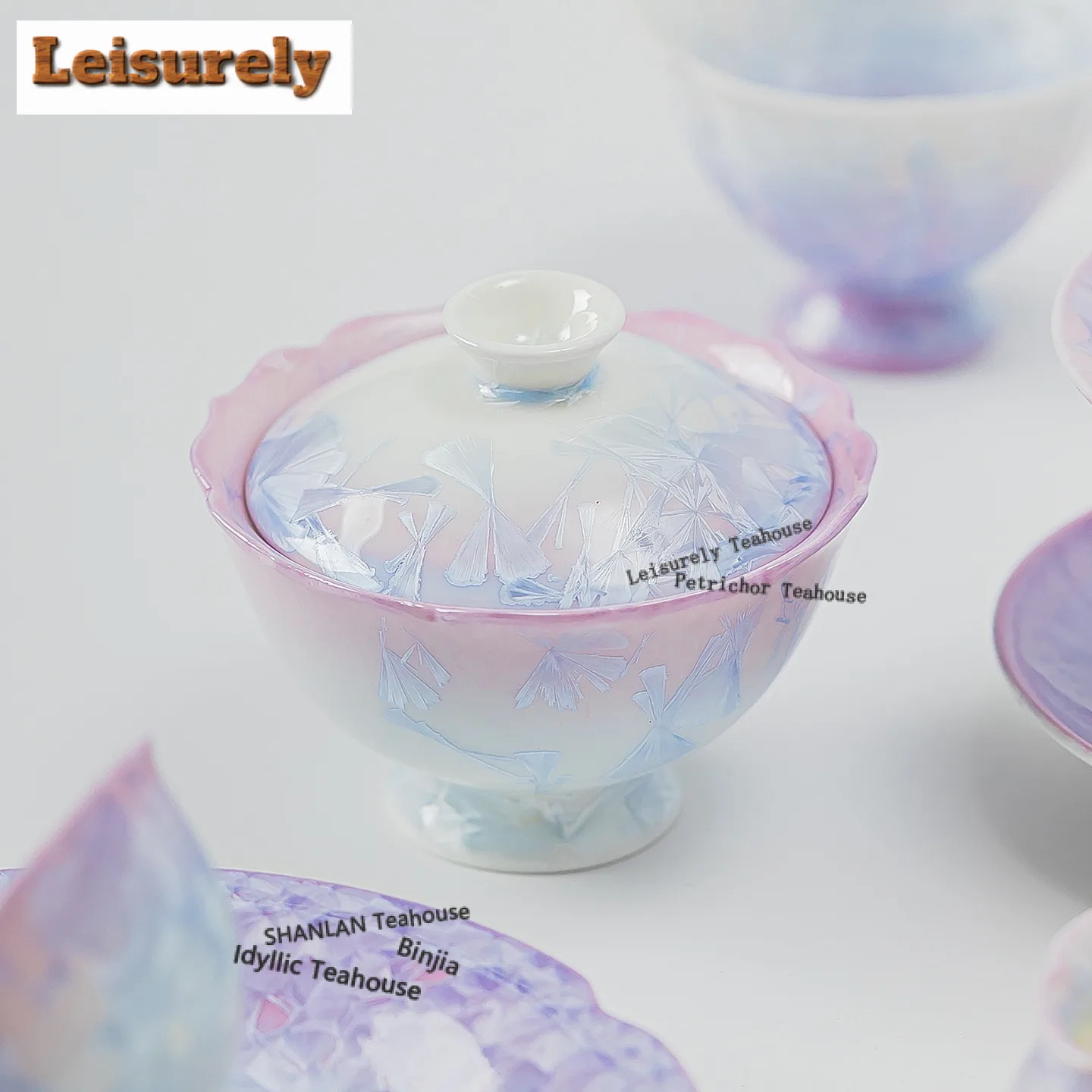 Kiln Fambe Crystal Glaze Gaiwan Ancient Tea Tureen Tea Bowl With Lid Kit Tea Making Cover Bowl Chinese Tea Set Collection Gift