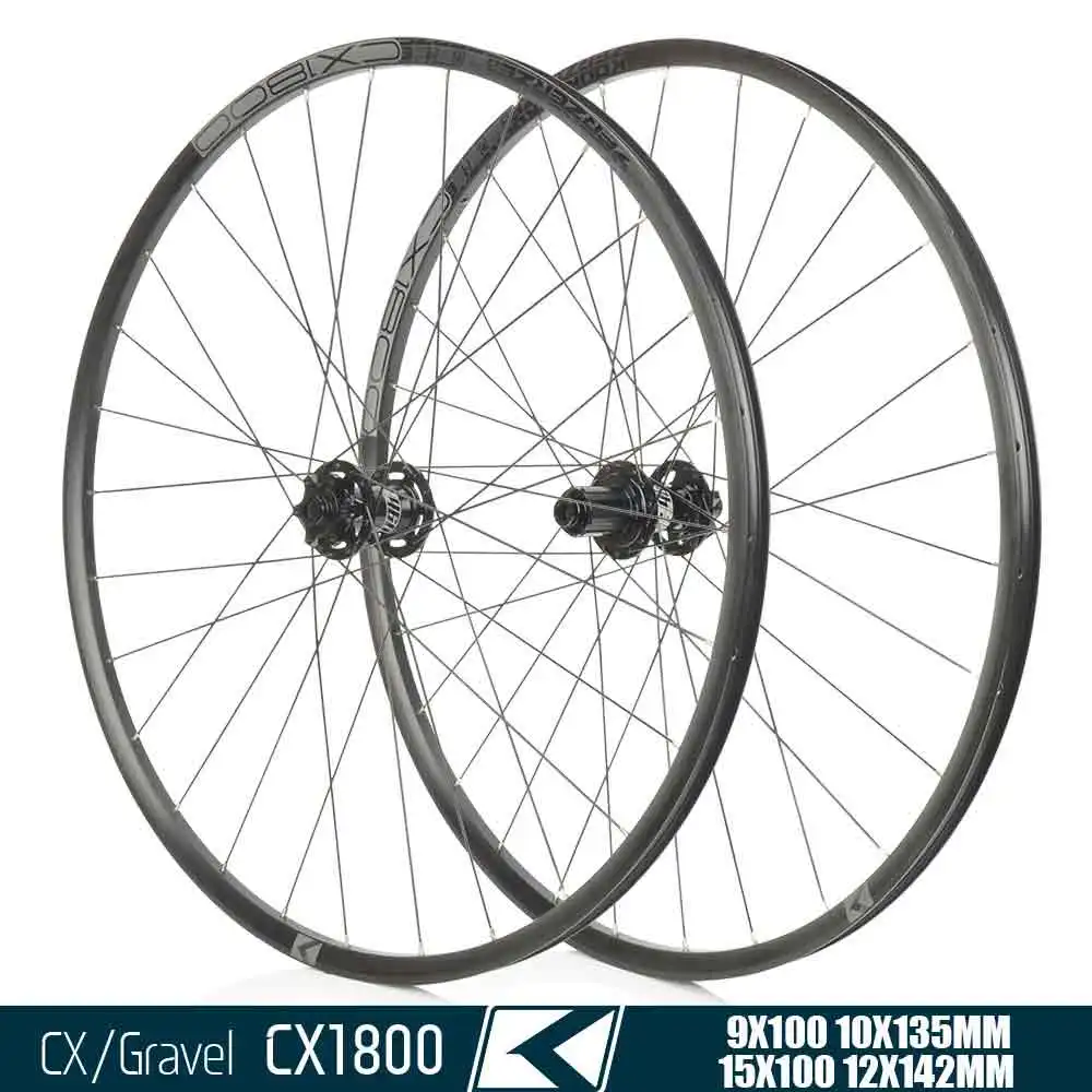 Колесо KOOZER CX1800 для внедорожного велосипеда, дисковая колесная пара из алюминиевого сплава, безкамерное колесо, готовое колесо 700c 28H 100 мм 135/142 мм, колесо