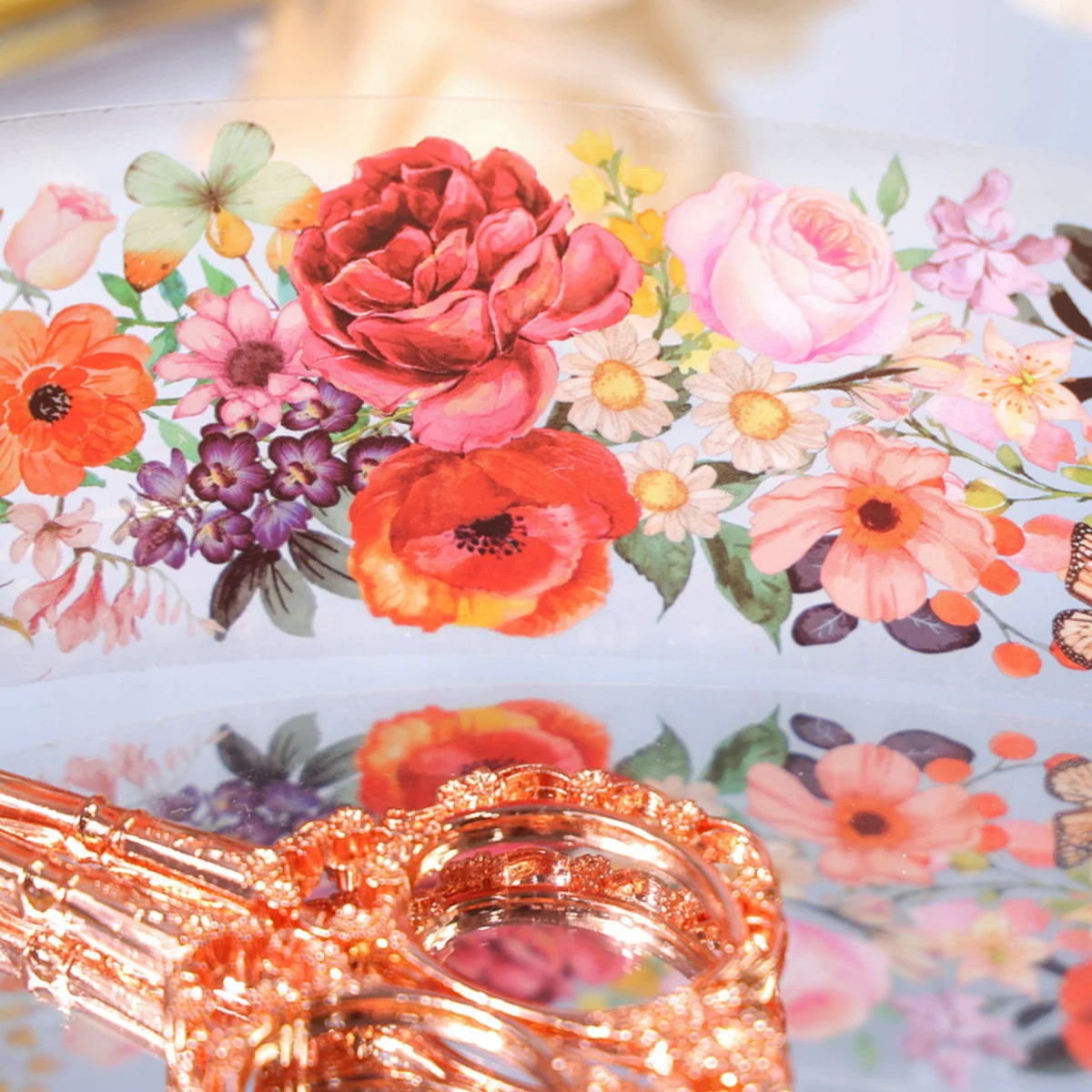 JIANWU 50mm*200cm Flower Season Poems Series Vintage Floral Landscaping Material Collage PET Tape Creative Journal Stationery 2