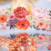 JIANWU 50mm*200cm Flower Season Poems Series Vintage Floral Landscaping Material Collage PET Tape Creative Journal Stationery 2